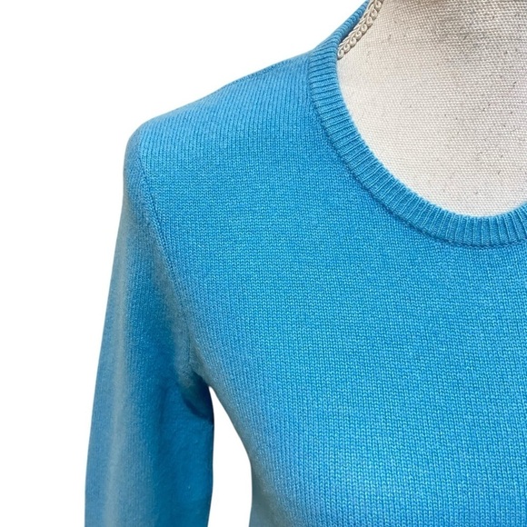 ATM 100% cashmere turquoise crew neck long sleeve sweater fits like small sz xs - Picture 5 of 11